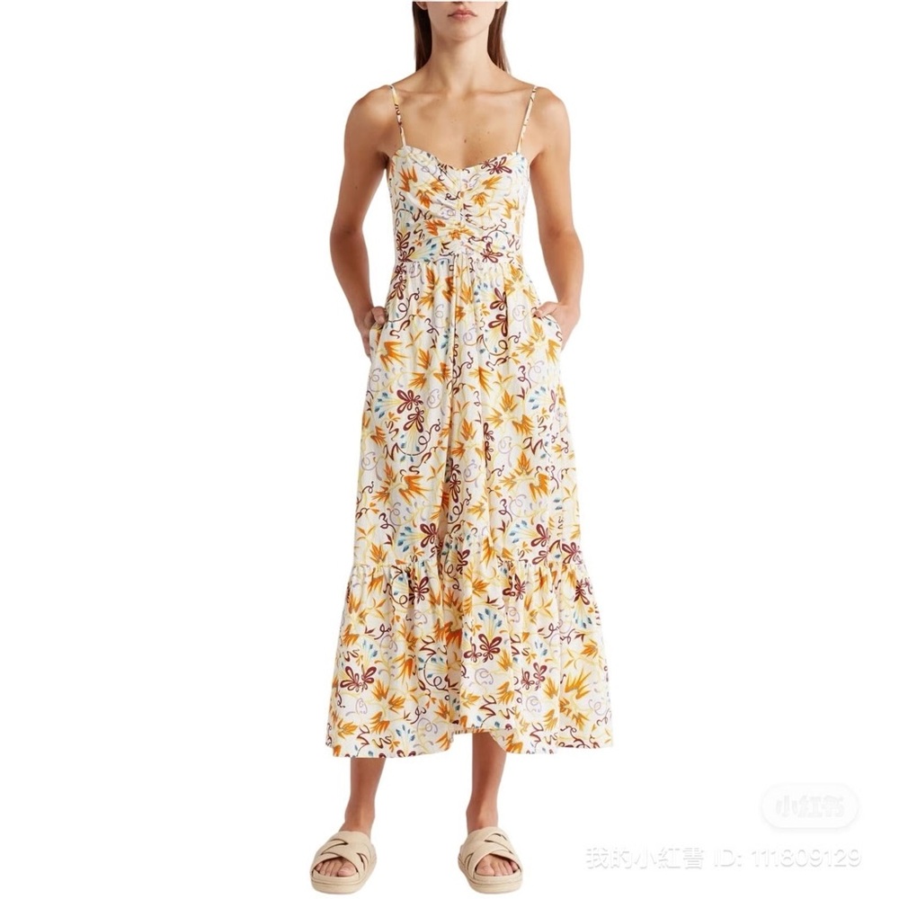NWT ALC Lilah Floral Print Cotton Maxi Beach Dress Sundress 0 xs